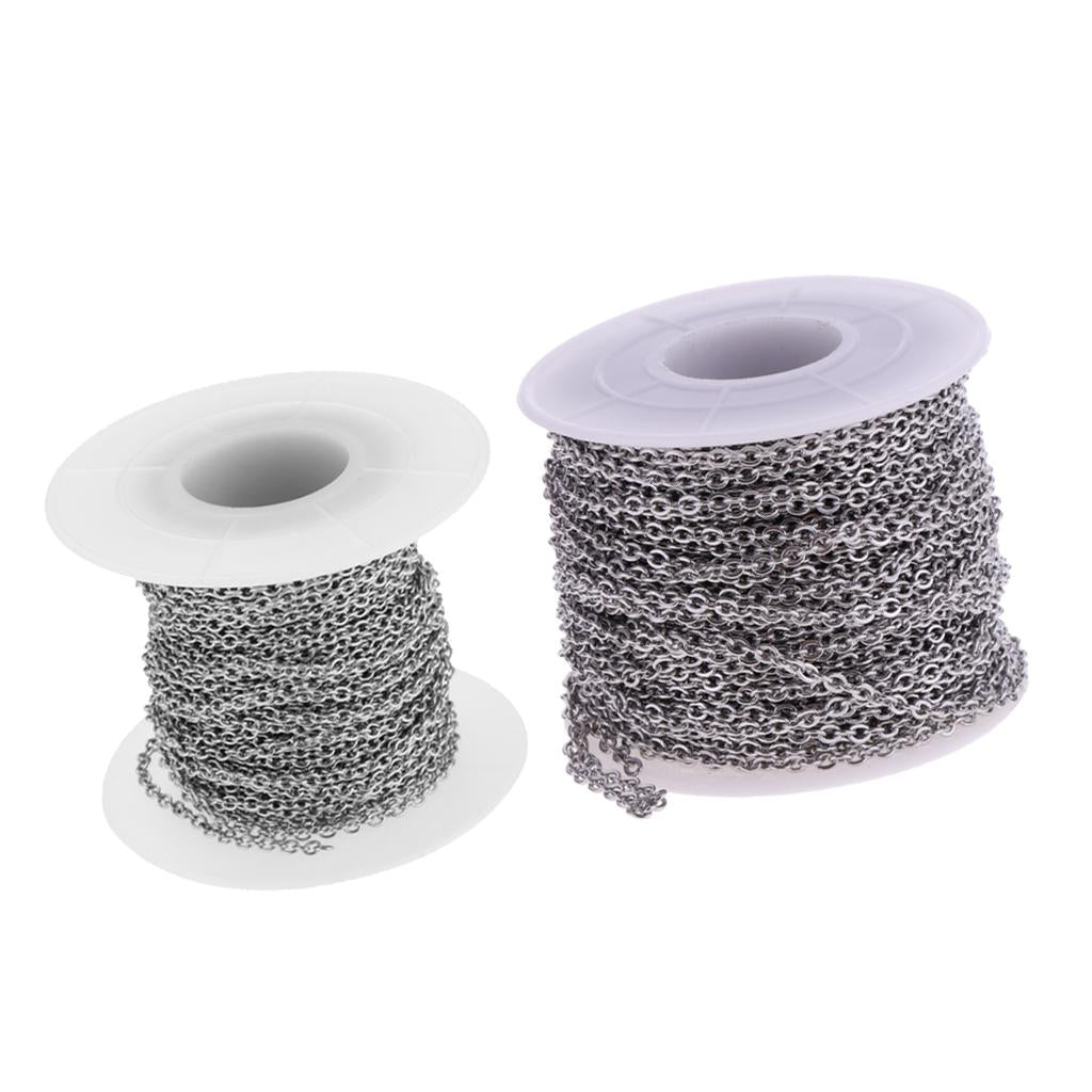 2 Roll Stainless Steel Cable Chain DIY Jewelry Necklace Bracelet Findings