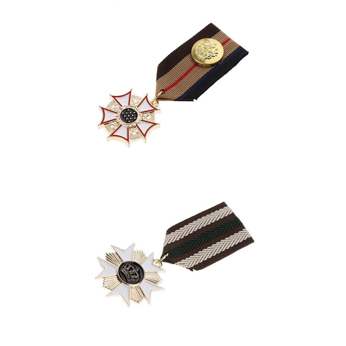 2 Pieces Fabric Medal Pendant Badge Men Women Cospaly Uniform Brooch Pin