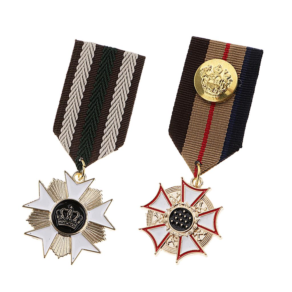 2 Pieces Fabric Medal Pendant Badge Men Women Cospaly Uniform Brooch Pin