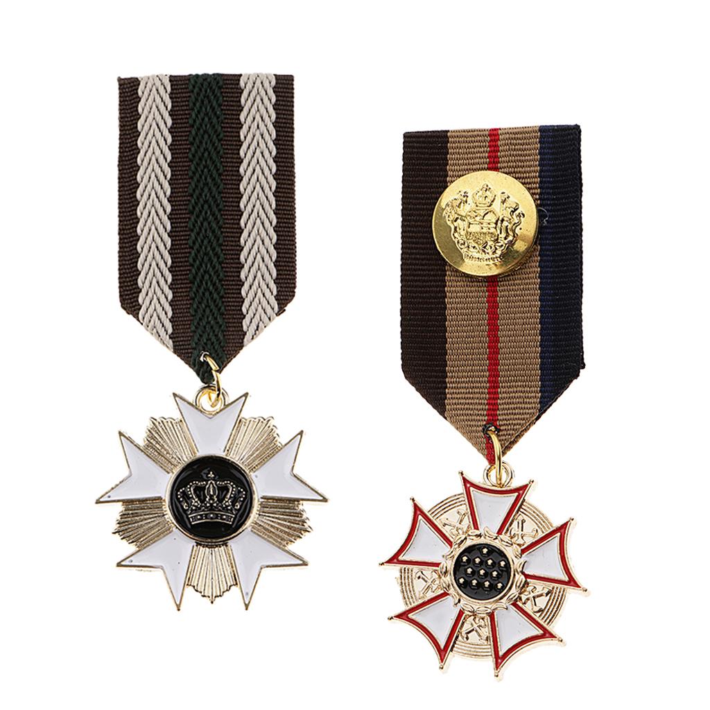 2 Pieces Fabric Medal Pendant Badge Men Women Cospaly Uniform Brooch Pin