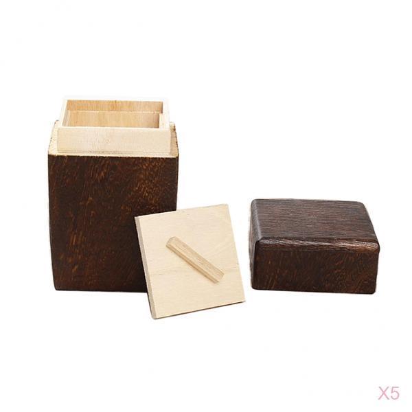 5x Wood Tea Storage Box Organizer Container Wood Tea Caddy Container Holder