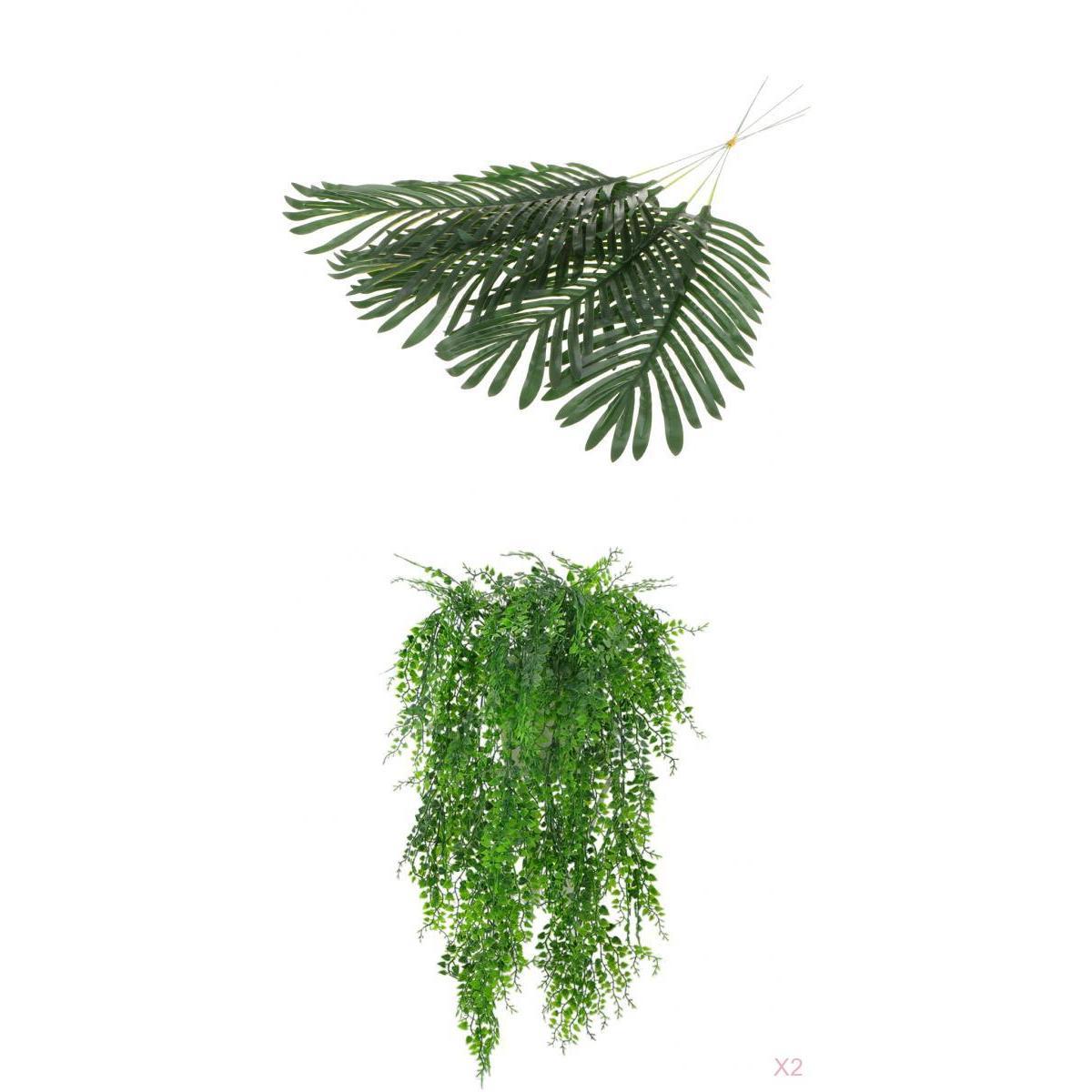 7Pcs Artificial Weeping Ivy Vines Palm Leaves Hanging Decor