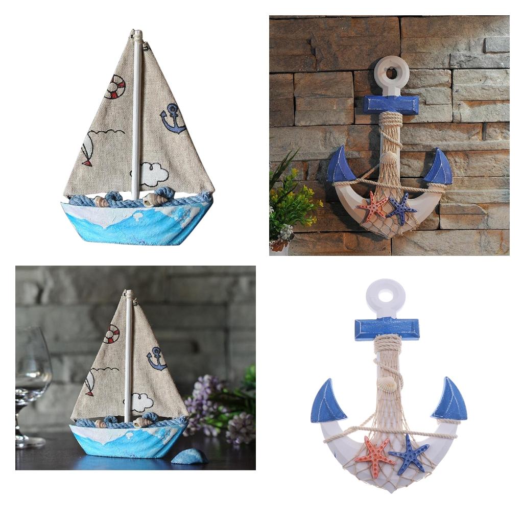 2Pcs Mediterranean Nautical Tropical Fishing Net Sailing Decor Ornament