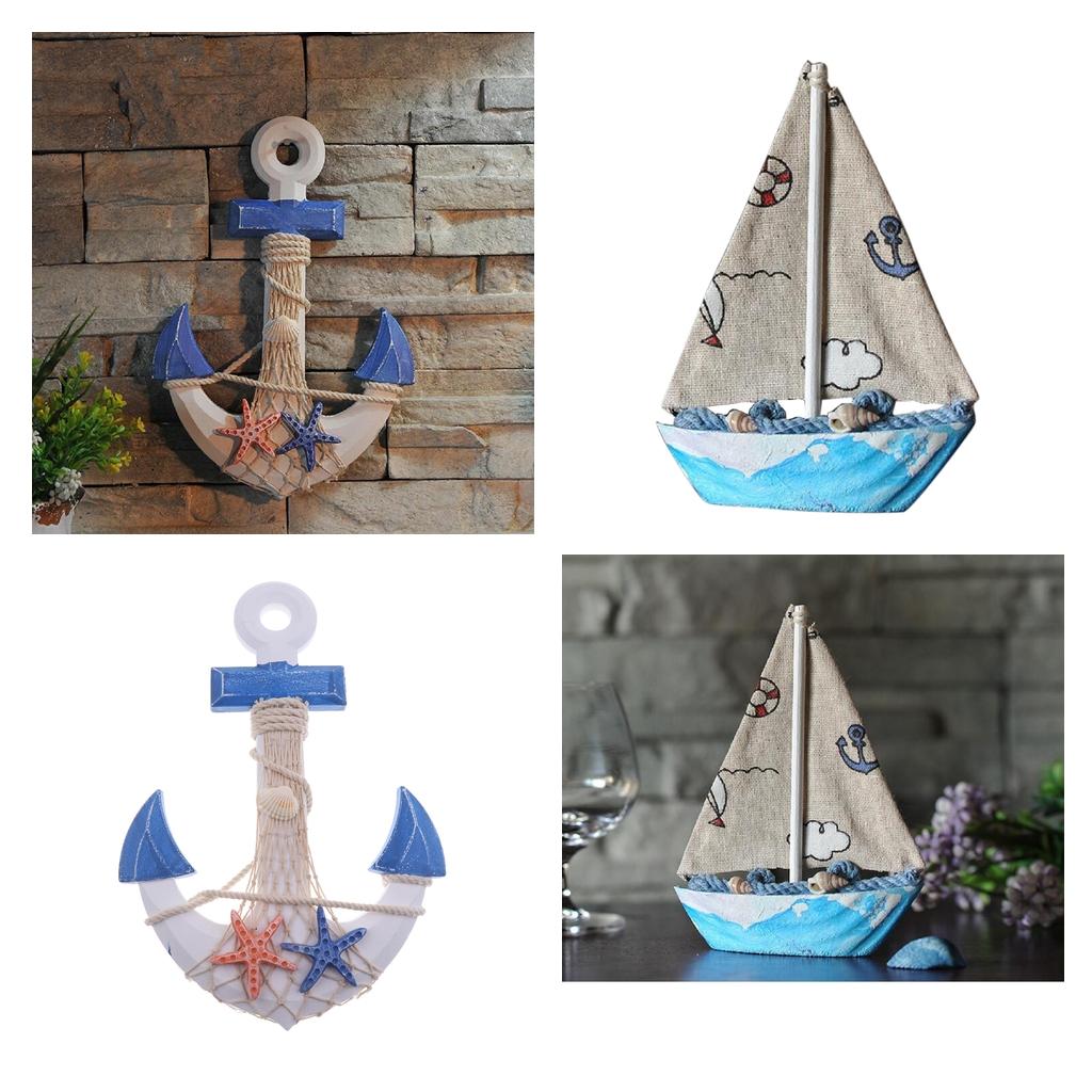 2Pcs Mediterranean Nautical Tropical Fishing Net Sailing Decor Ornament
