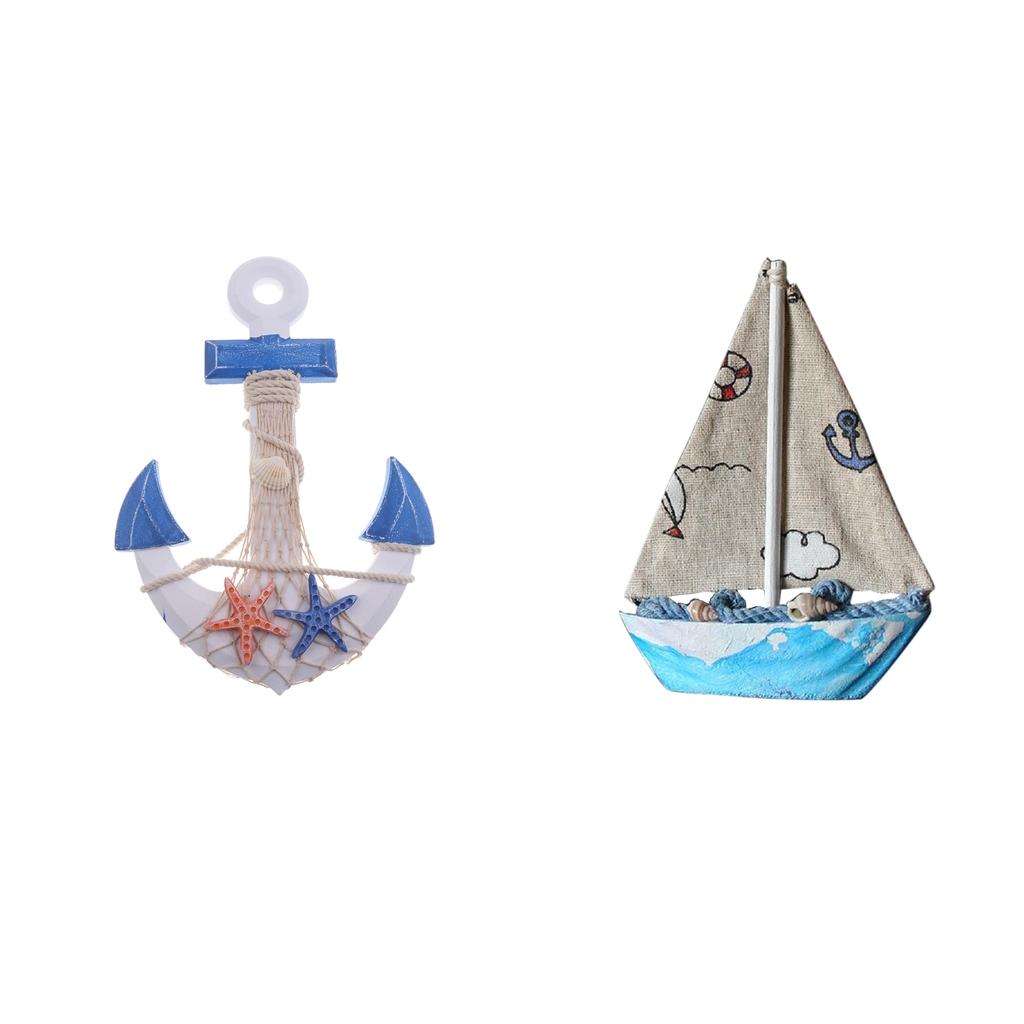 2Pcs Mediterranean Nautical Tropical Fishing Net Sailing Decor Ornament