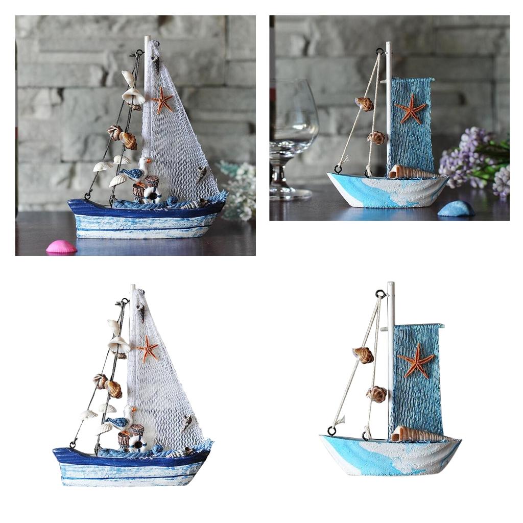 2Pcs Mediterranean Nautical Tropical Sailing Ship Boat Model Welcome Abroad
