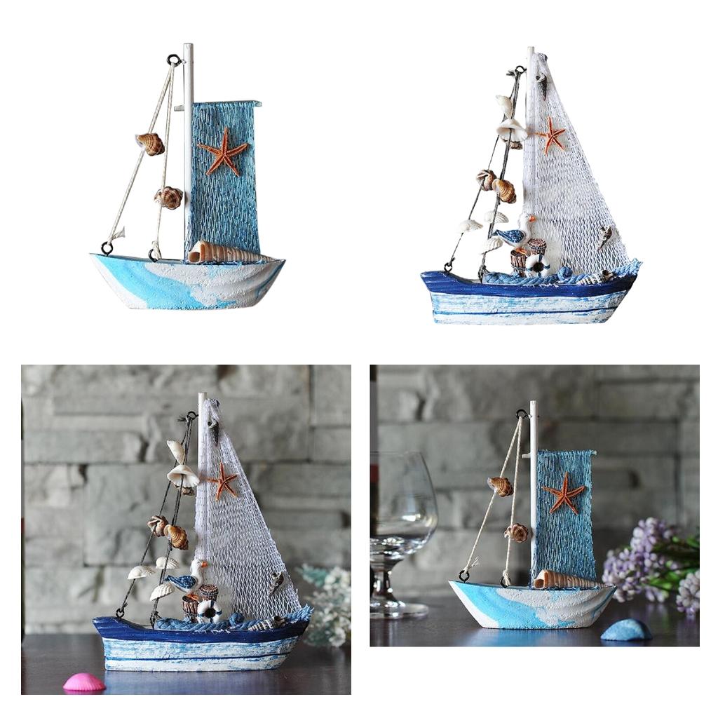 2Pcs Mediterranean Nautical Tropical Sailing Ship Boat Model Welcome Abroad