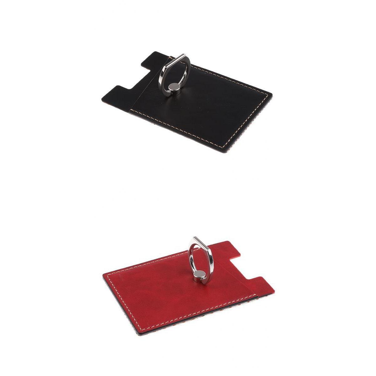 2 Pcs PU Leather Cell Phone Card Holder with Ring Stand Sticker Adhesive
