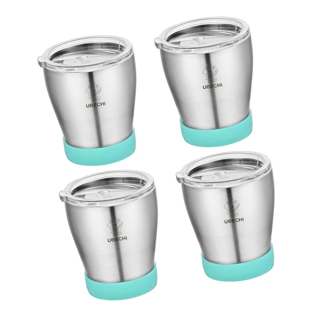 4pcs 300 ML Stainless Steel Cup Outdoor Coffee Tea Water Drinks Mug Green