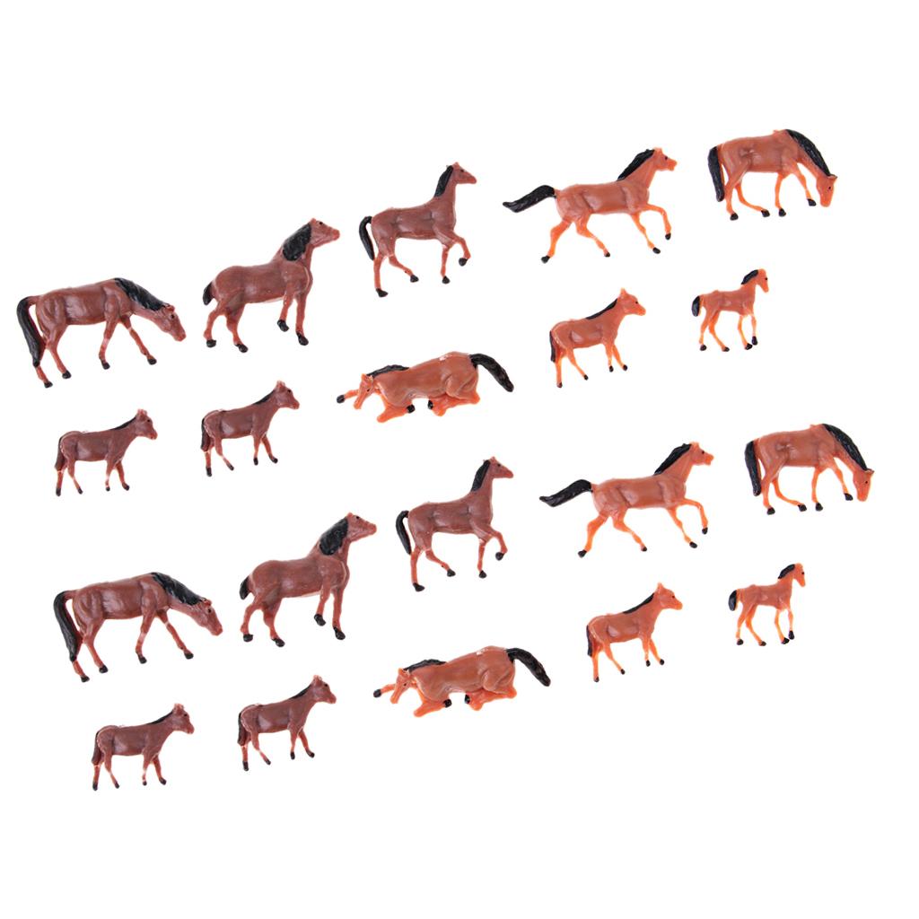 20 Pieces 1/87 HO Scale Painted Farm Animals Model Horse Train Layout Farm