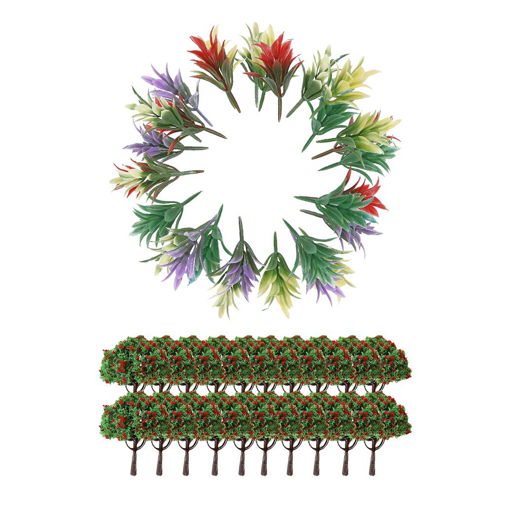 1/100 Scale Model Trees with Flowers and Model Ground Cover Flowering Plants