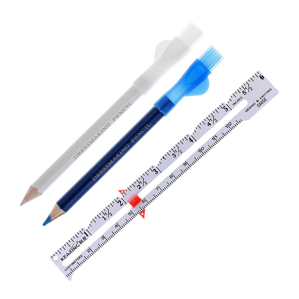 2Pcs Tailors Chalk Pen Pencil For Sewing Dressmakers + 1Pcs Sewing Gauge