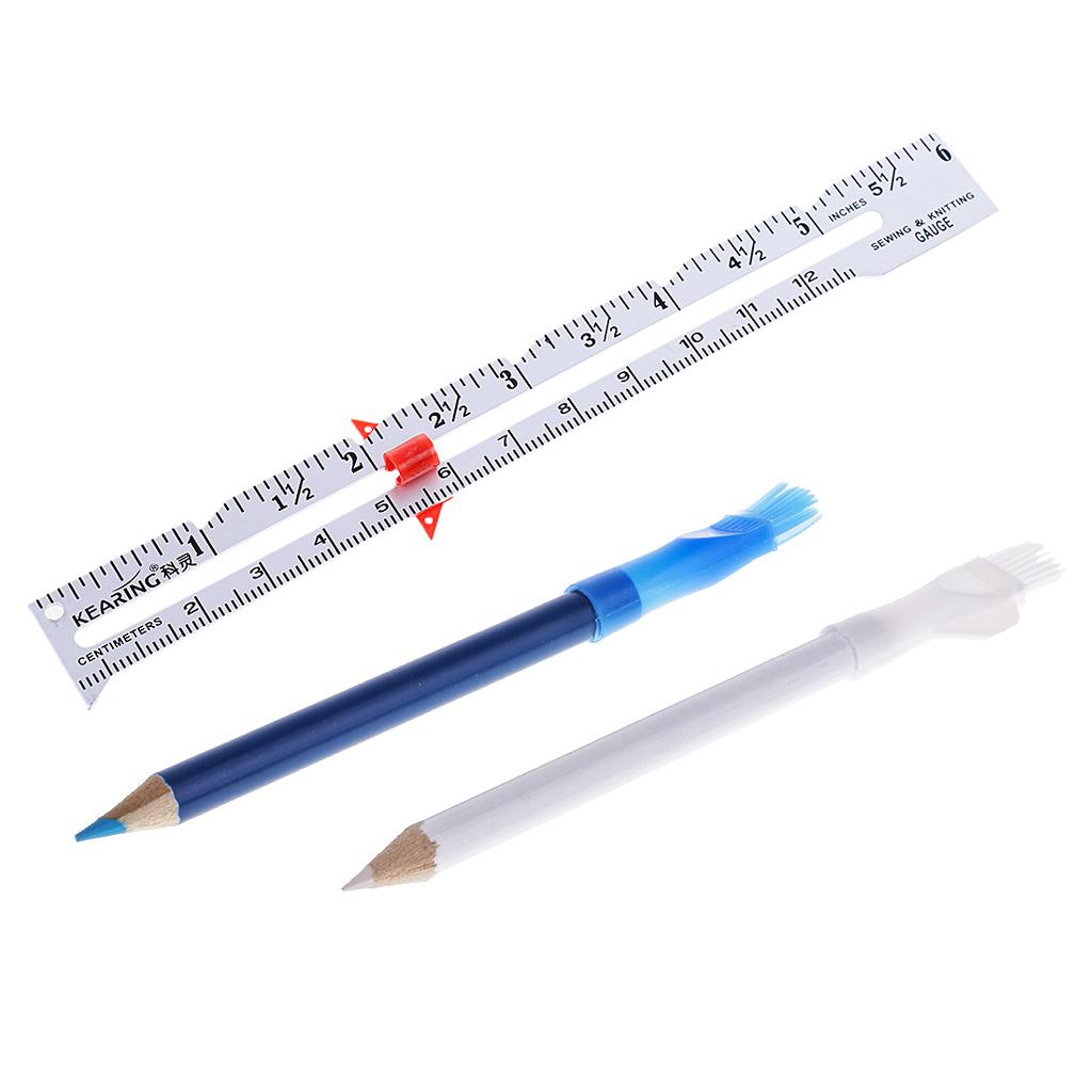 2Pcs Tailors Chalk Pen Pencil For Sewing Dressmakers + 1Pcs Sewing Gauge