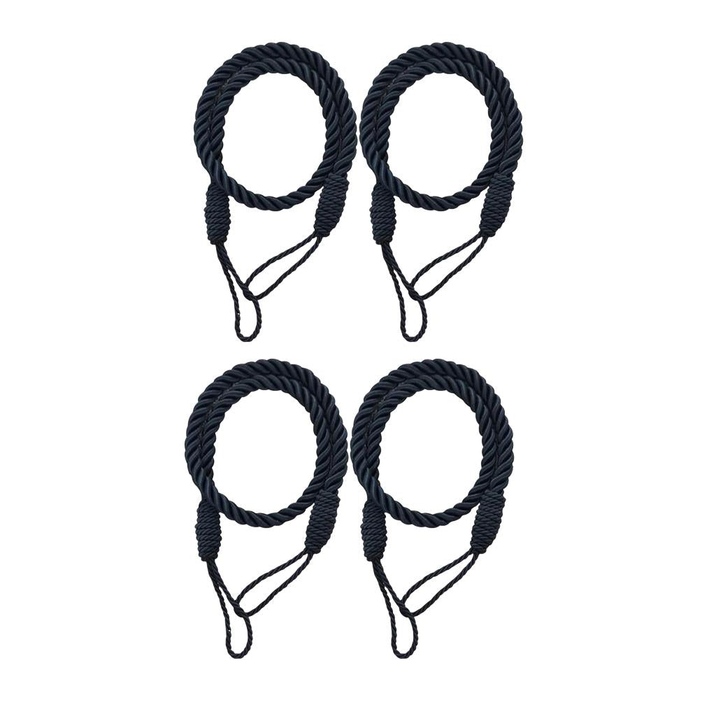 2 Pairs Rope Curtain Drape Tiebacks Tassel Living Room Bedroom Black