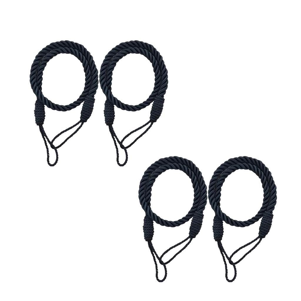 2 Pairs Rope Curtain Drape Tiebacks Tassel Living Room Bedroom Black