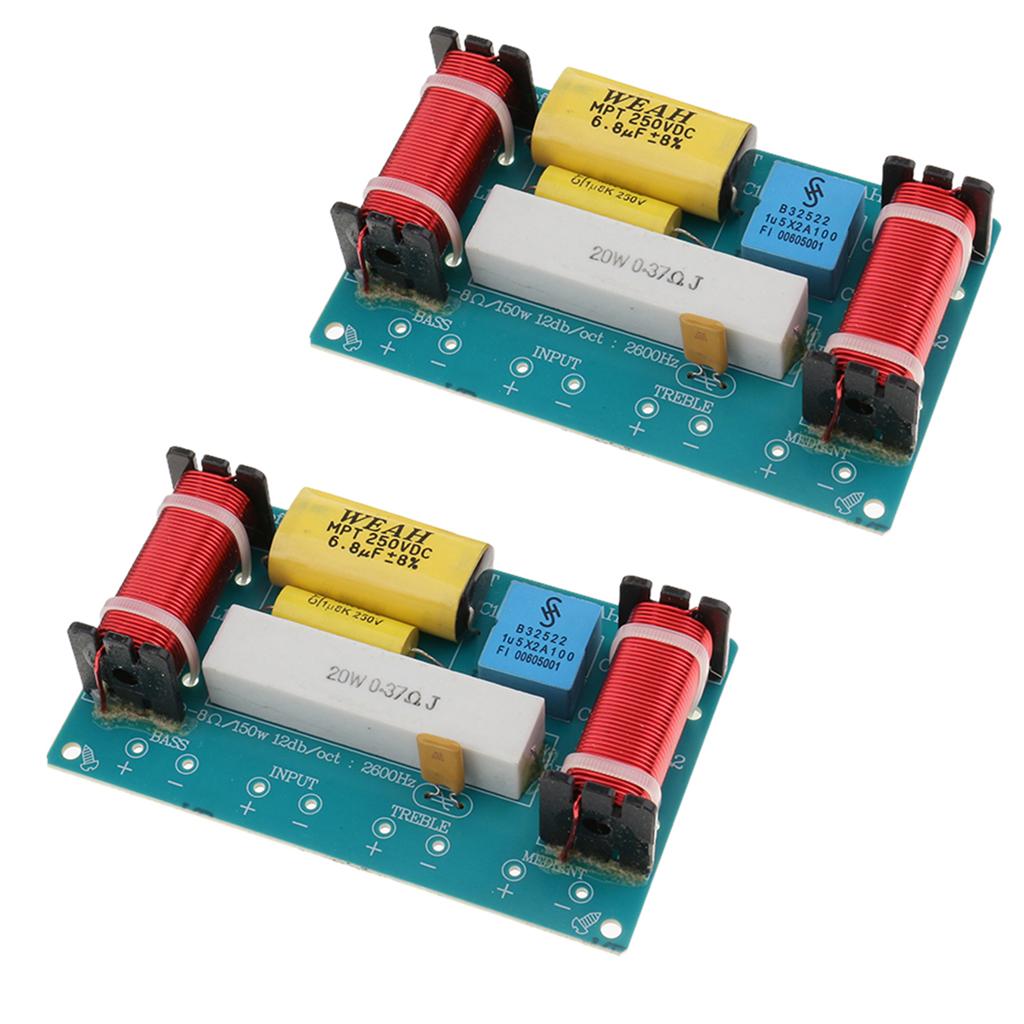 2 Piece 3 Way Audio Filter Bass Speaker Crossover Frequency Divider Car Home