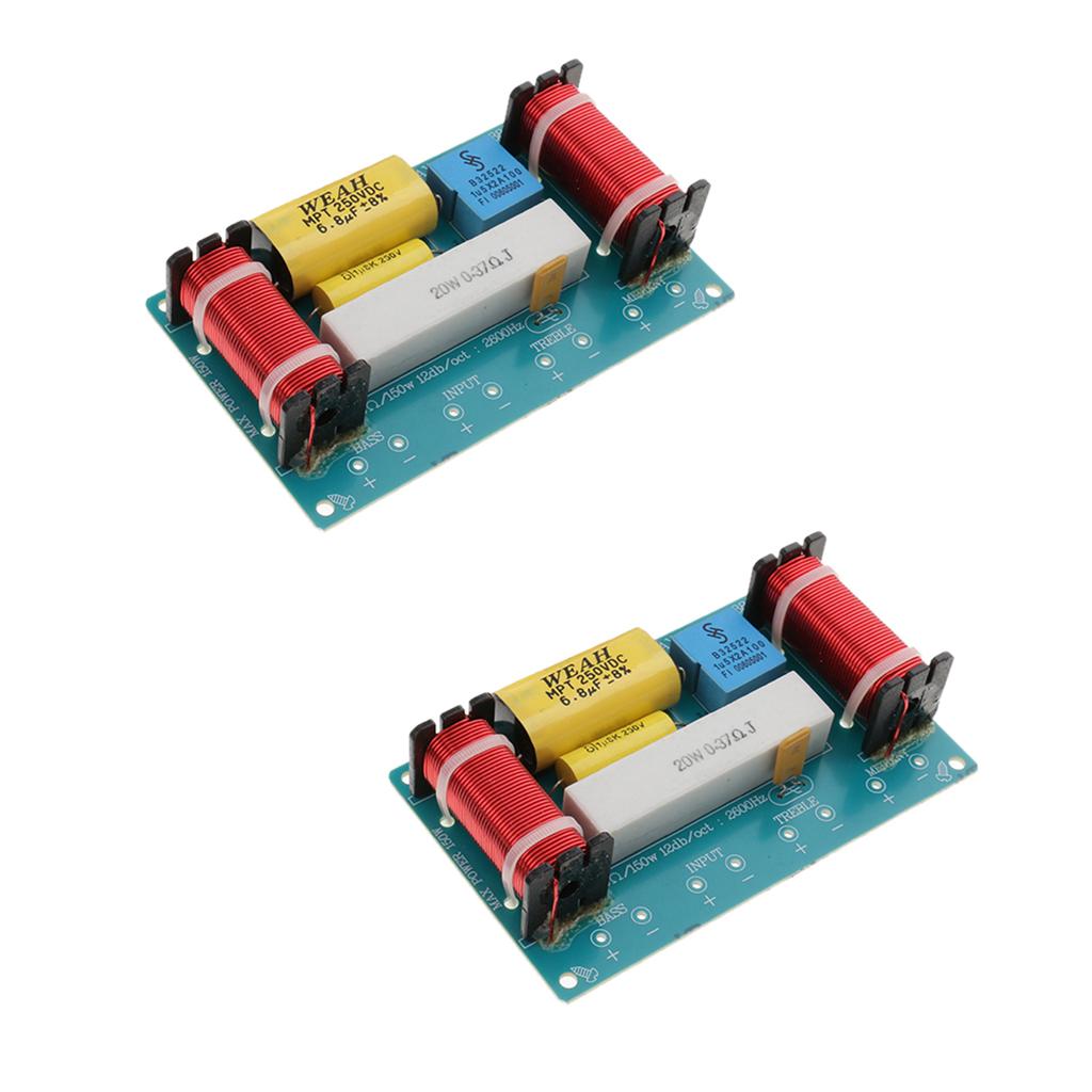 2 Piece 3 Way Audio Filter Bass Speaker Crossover Frequency Divider Car Home