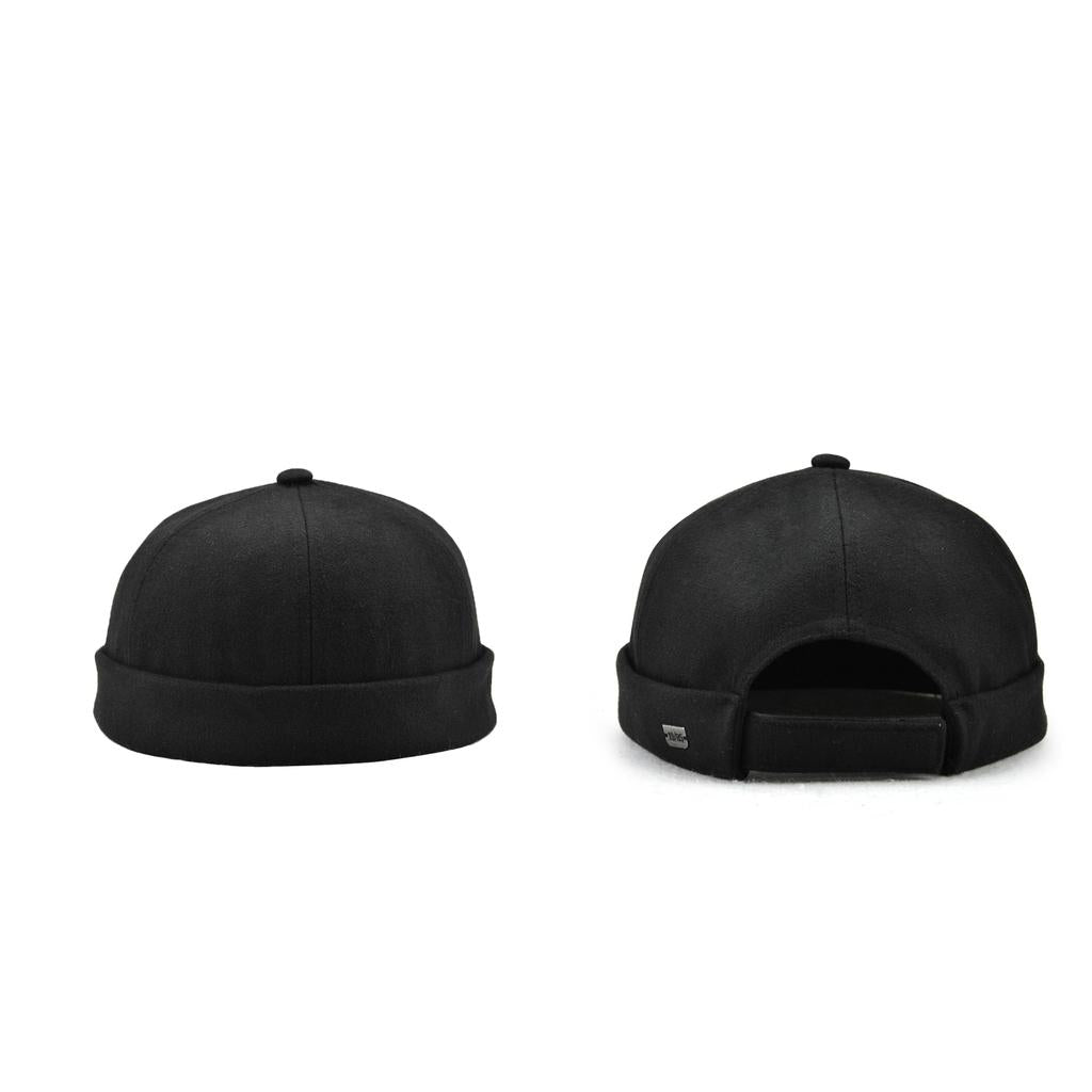 2 Pieces Retro Eaves Flange Landlord Biker Caps Fashion Docker Beanie Black