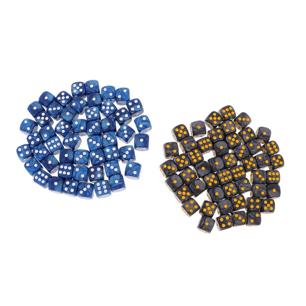 100Pieces D6 Round Corner Dotted Dice 16mm for Dungeons and Dragons TRPG
