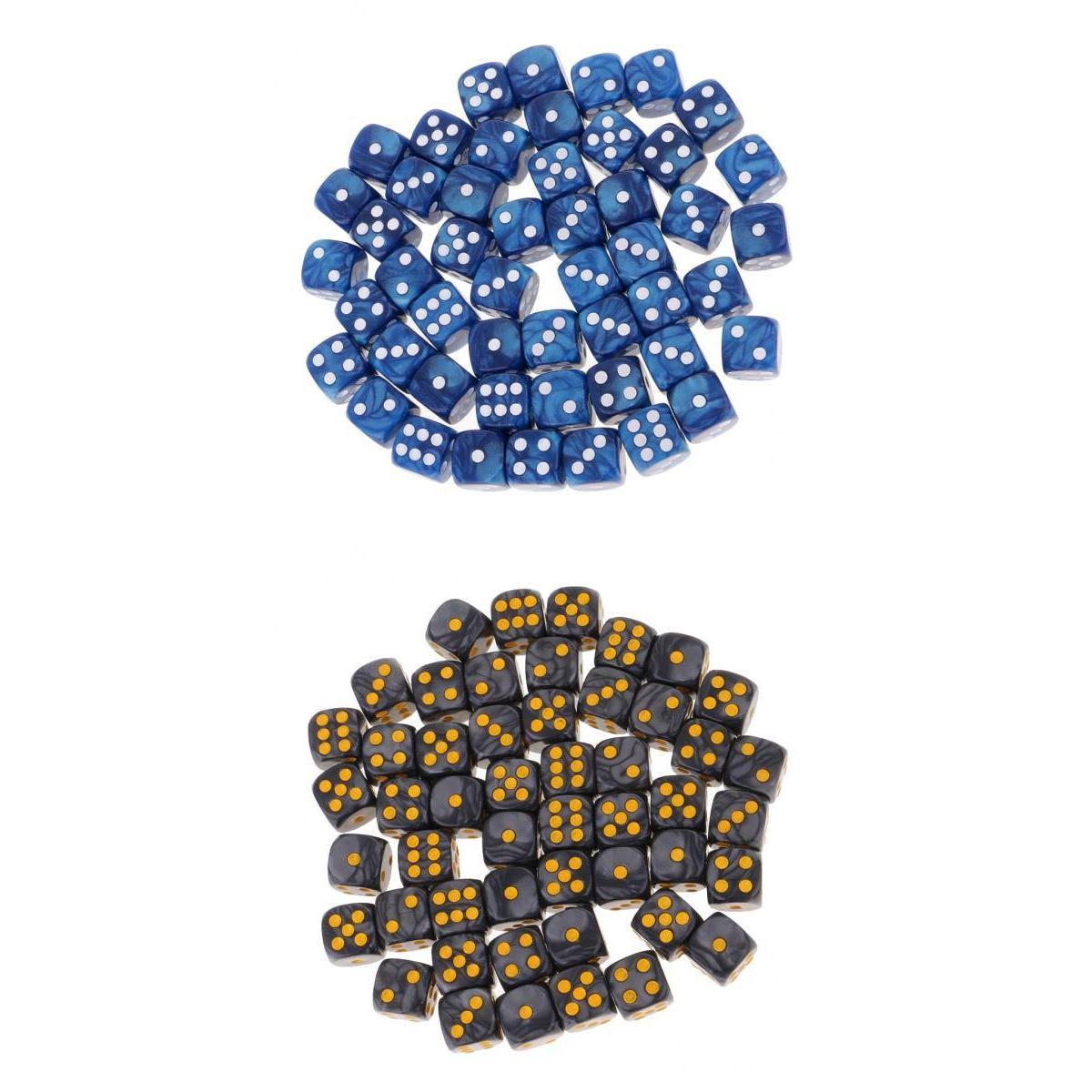 100Pieces D6 Round Corner Dotted Dice 16mm for Dungeons and Dragons TRPG