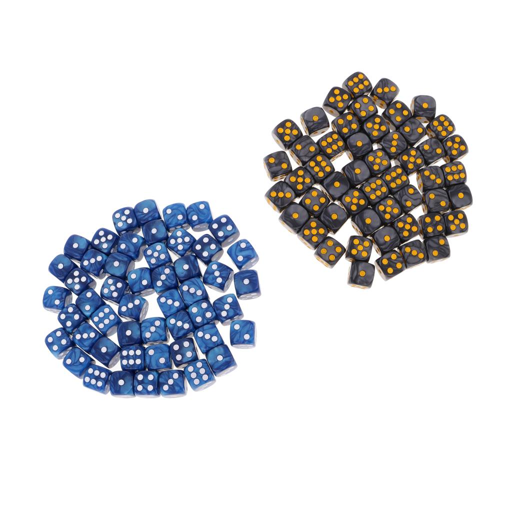 100Pieces D6 Round Corner Dotted Dice 16mm for Dungeons and Dragons TRPG