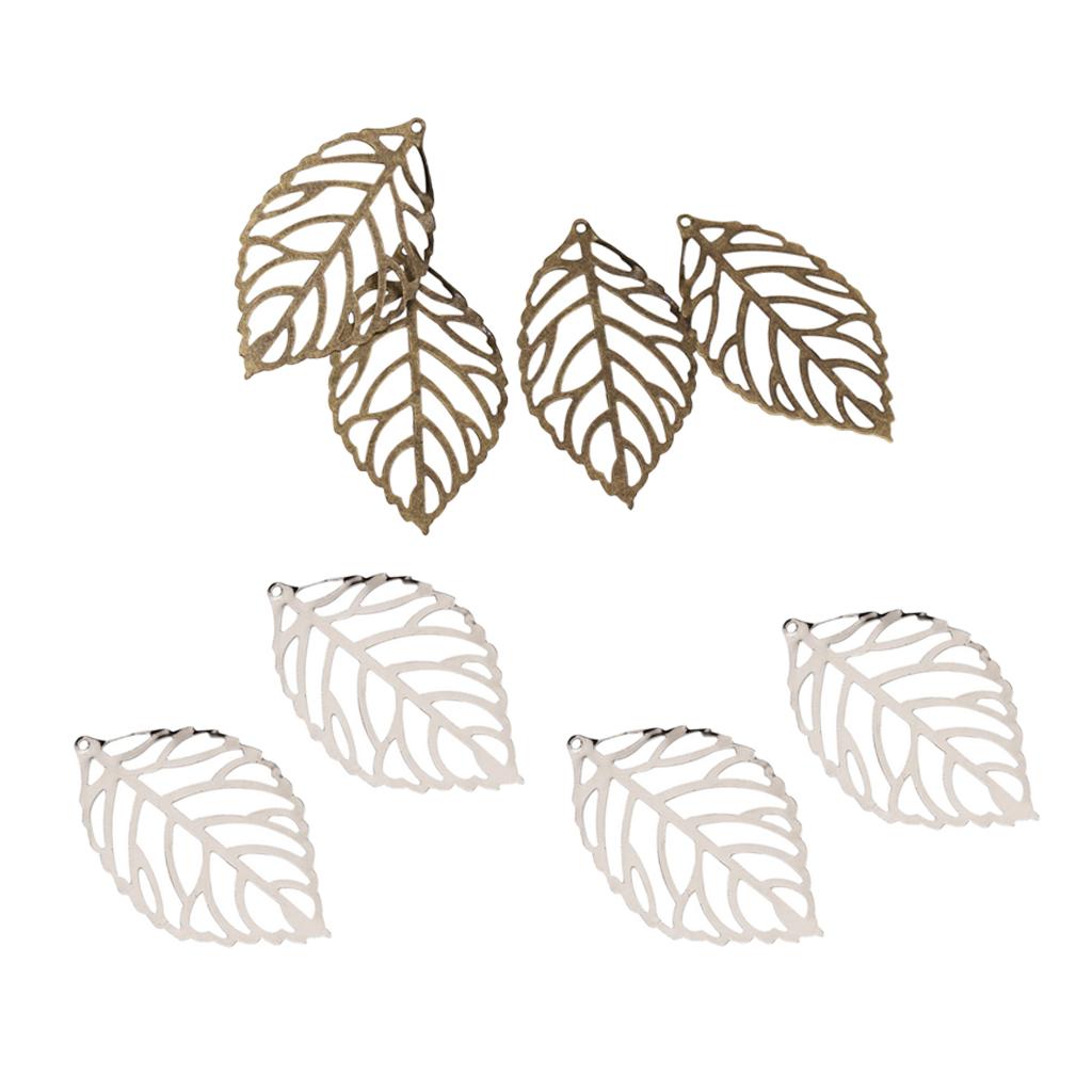 200 Pieces Hollow Filigree Charms Leaf Pendant Jewelery Finding DIY Crafts