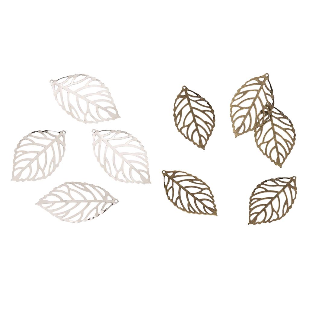 200 Pieces Hollow Filigree Charms Leaf Pendant Jewelery Finding DIY Crafts