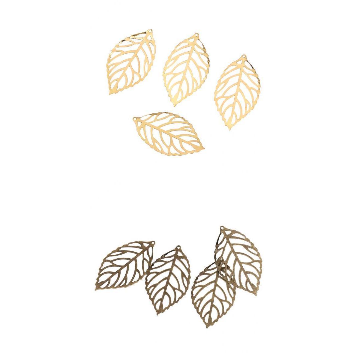 200 Pieces Hollow Filigree Charms Leaf Pendant Bridal Headdress DIY Supplies