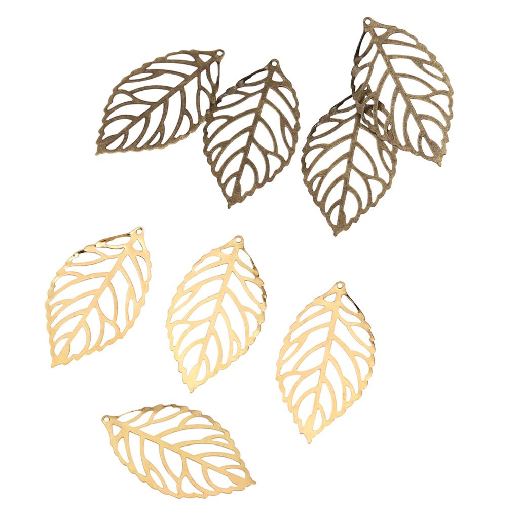 200 Pieces Hollow Filigree Charms Leaf Pendant Bridal Headdress DIY Supplies