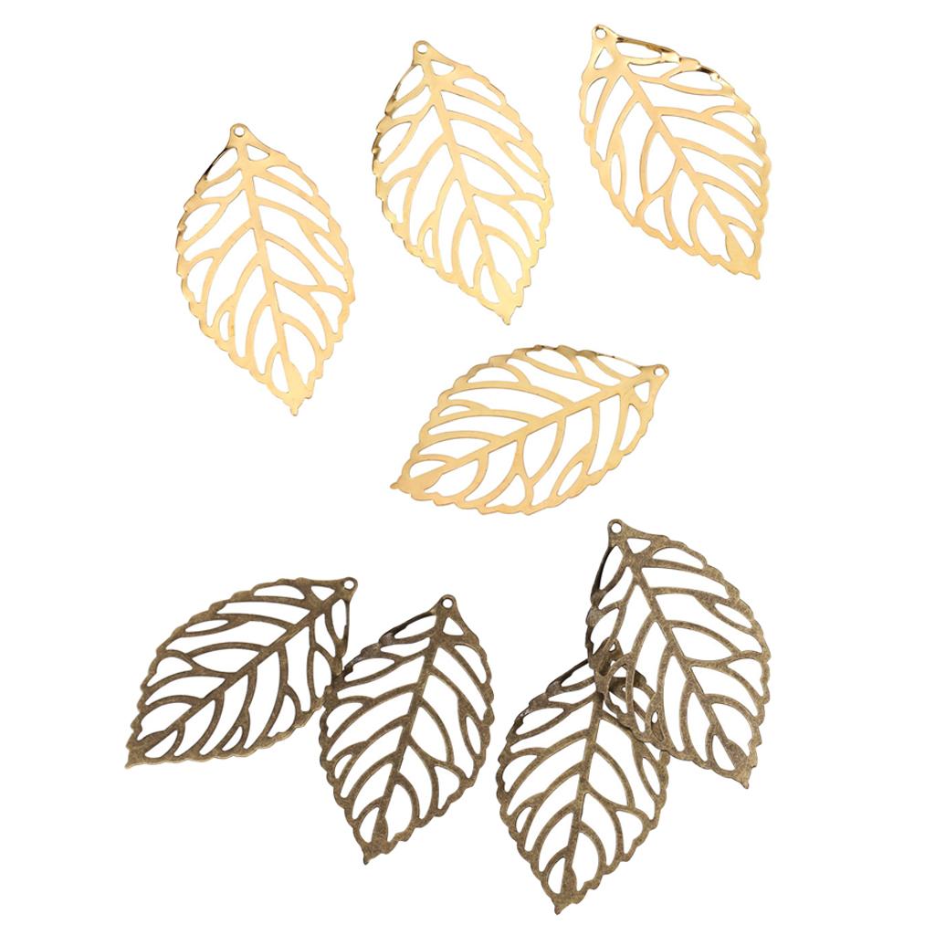 200 Pieces Hollow Filigree Charms Leaf Pendant Bridal Headdress DIY Supplies