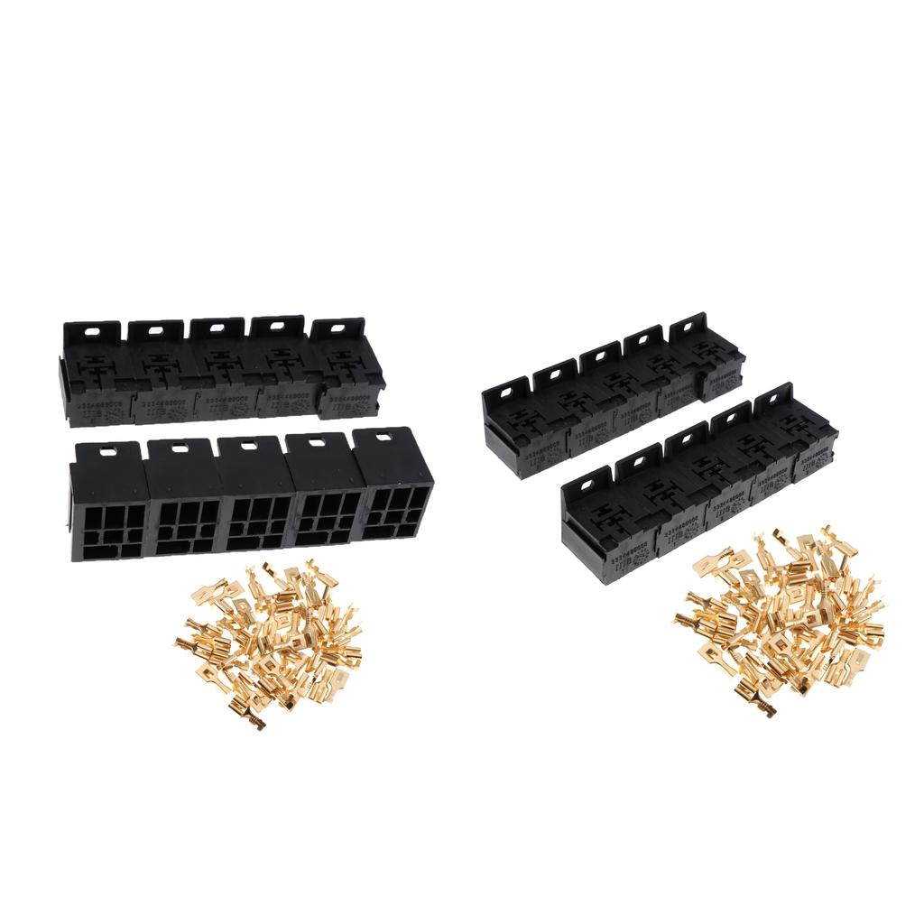 20 Pieces Automotive 5 Pin Relay Socket Holders for 6.3mm Copper Terminals