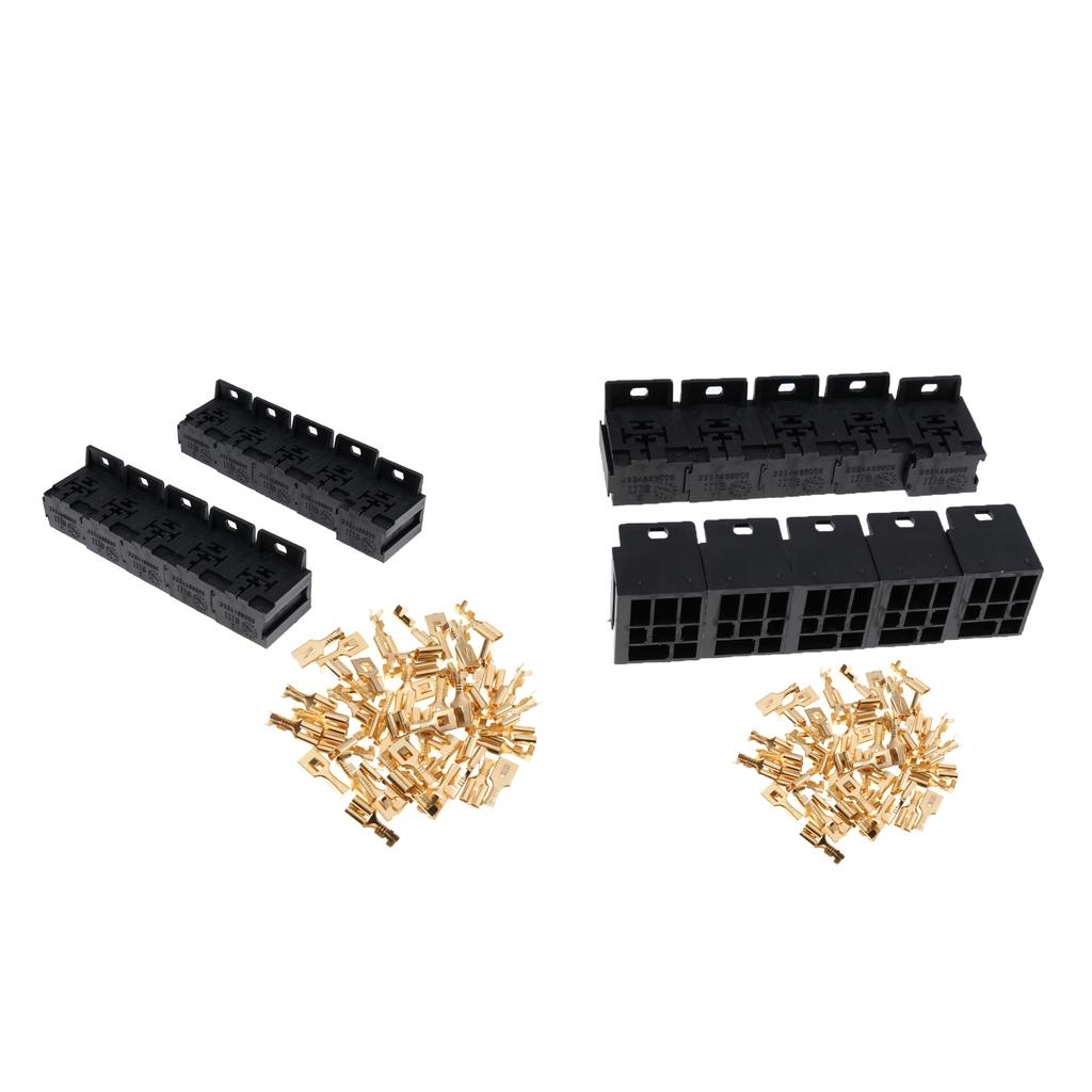 20 Pieces Automotive 5 Pin Relay Socket Holders for 6.3mm Copper Terminals