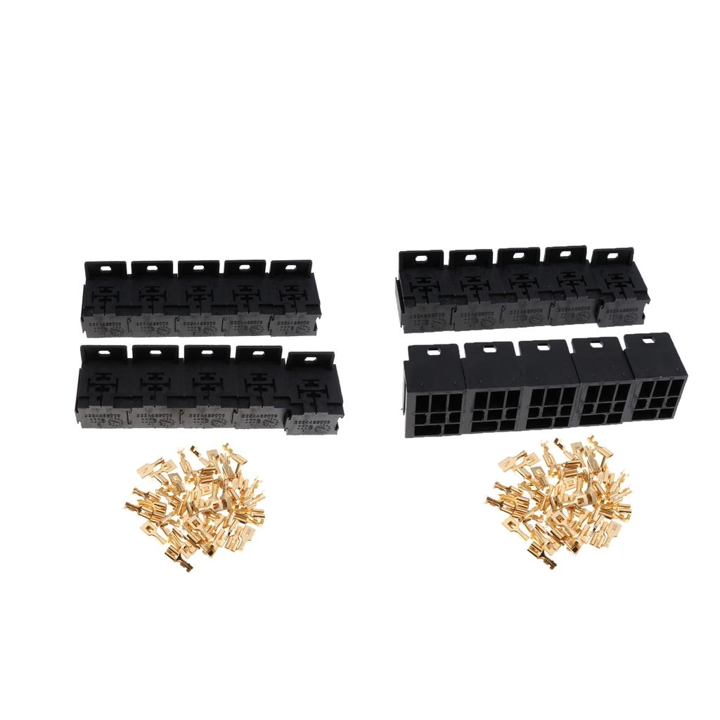 20 Pieces Automotive 5 Pin Relay Socket Holders for 6.3mm Copper Terminals