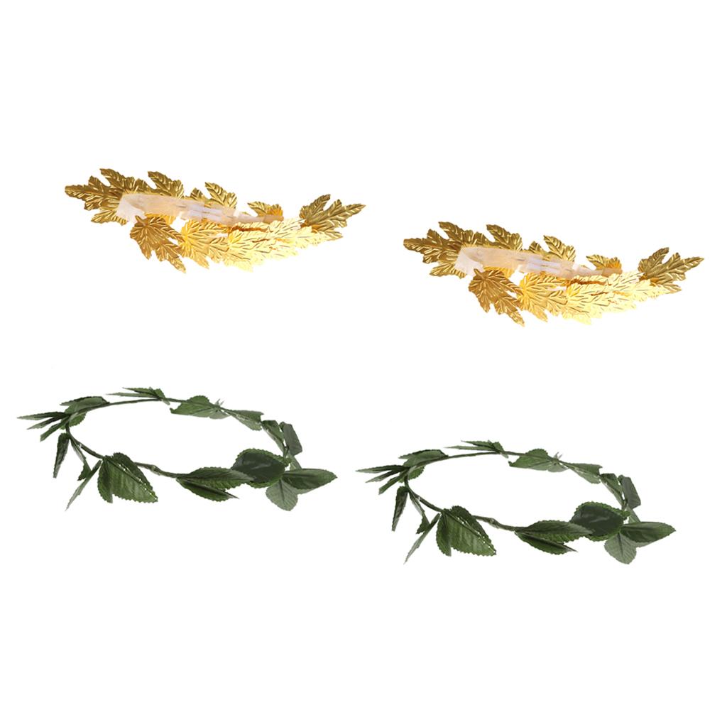 4 Pieces Gold Green Leaf Roman Greek Goddess Laurel Wreath Party Headband