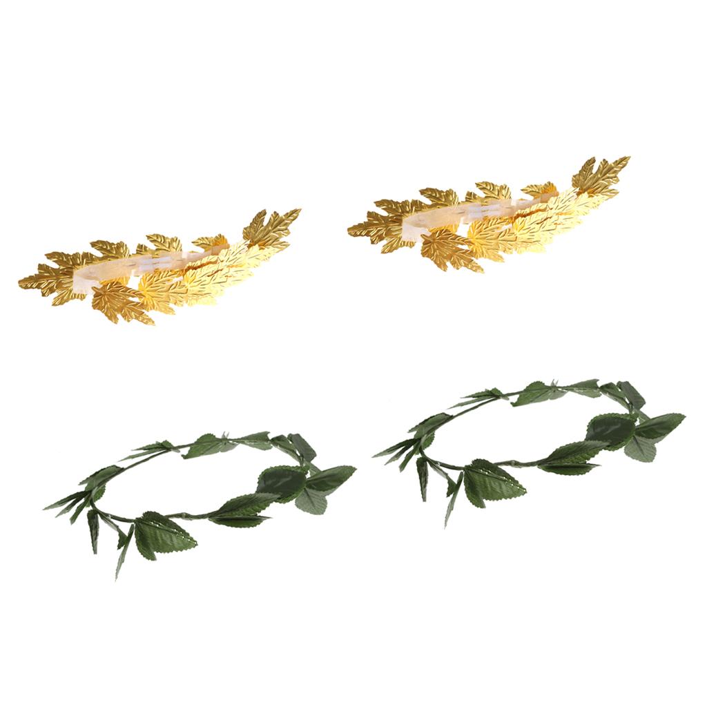 4 Pieces Gold Green Leaf Roman Greek Goddess Laurel Wreath Party Headband