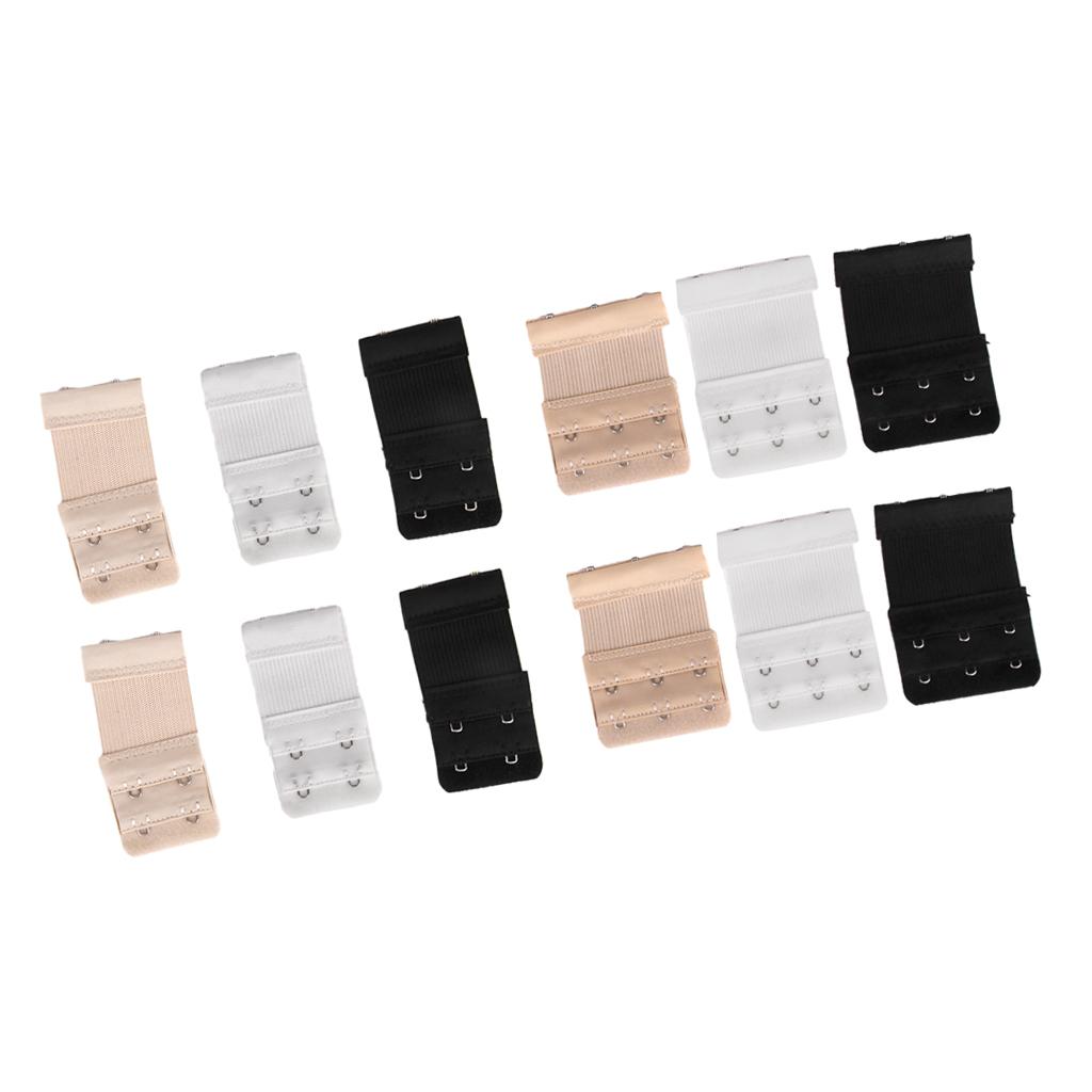 12 Pieces Elastic Bra Extender Comfort Strap Extension Mixed Color Hook