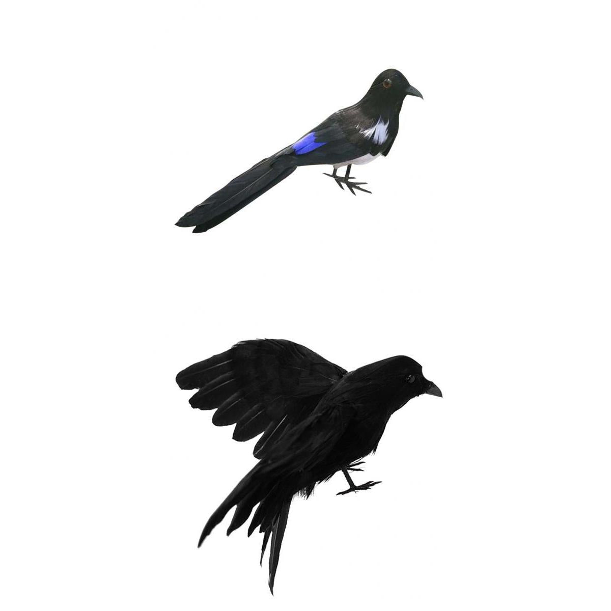 2Pcs Artificial Realistic Woodland Birds for Garden Weding Home Decoration