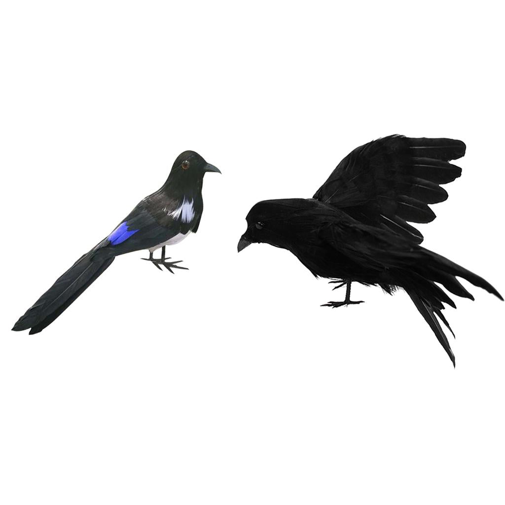 2Pcs Artificial Realistic Woodland Birds for Garden Weding Home Decoration
