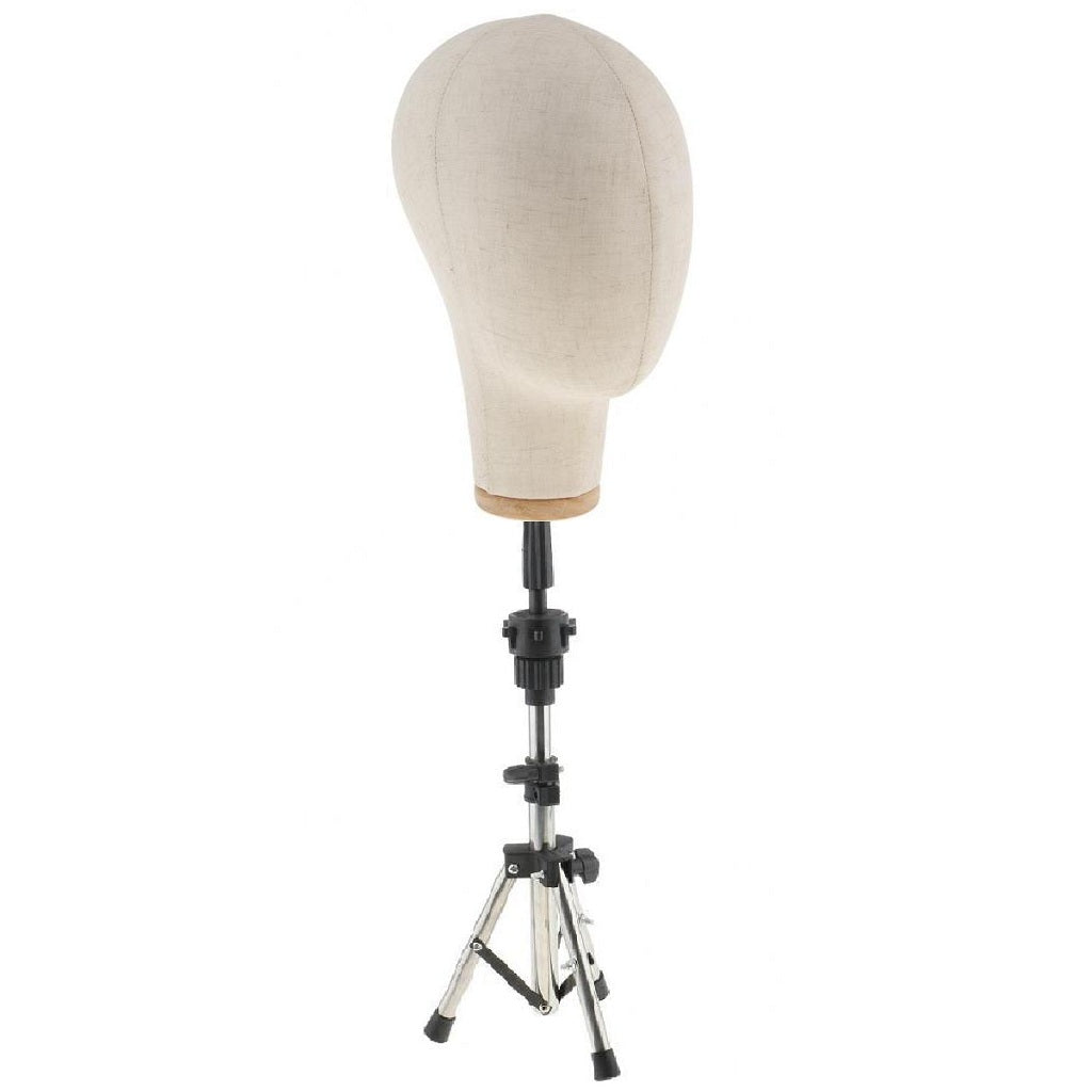 Cork Canvas Block Mannequin Model Head Wigs Making Display w/ Tripod Stand