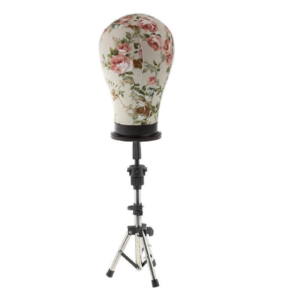 22'' Cork Canvas Block Mannequin Model Head Wigs Making Display Tripod Stand