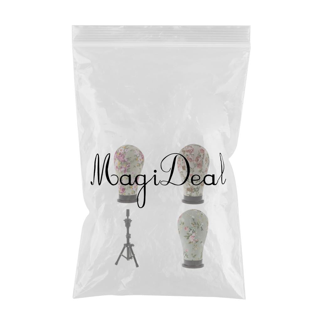 Cork Canvas Block Mannequin Model Head Wigs Making Display Tripod Stand Set