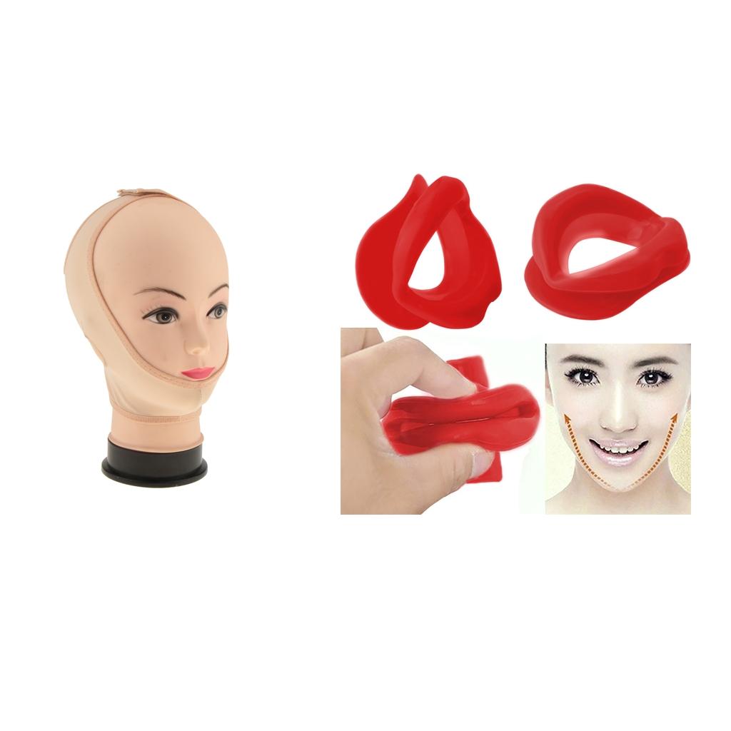 Chin Slim Strap Mask+Lip Trainer Slimmer Tightener Muscle Oral Exerciser