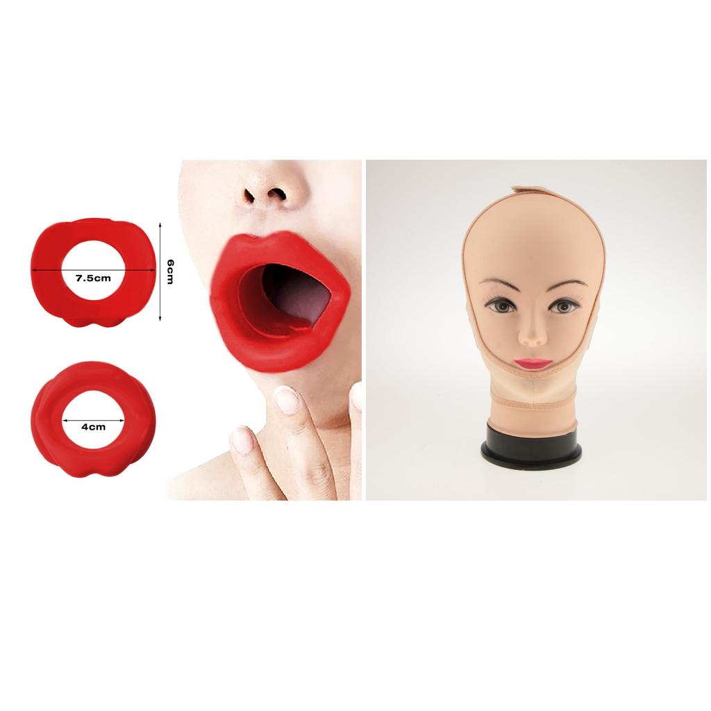 Chin Slim Strap Mask+Lip Trainer Slimmer Tightener Muscle Oral Exerciser