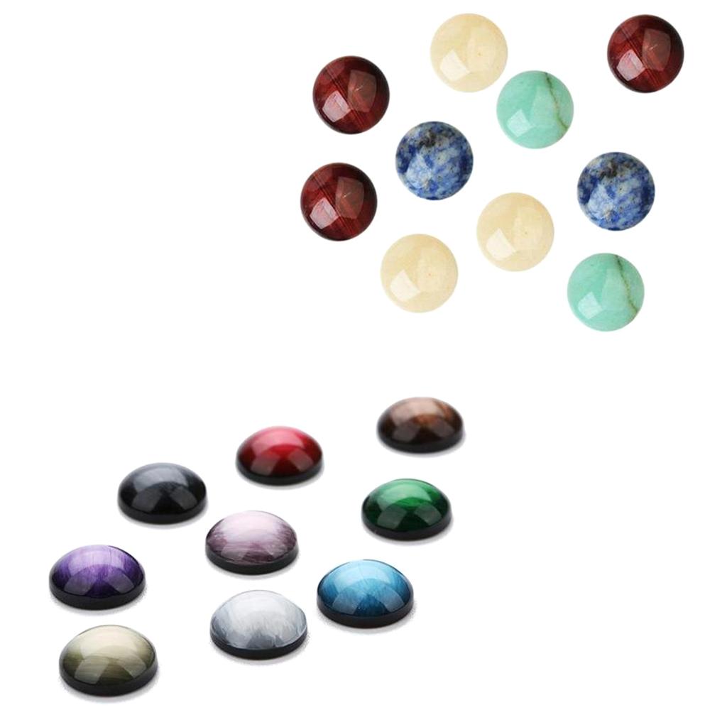 30 Pcs Flatbck Resin Embellishment 12mm+10 Pcs Half Round Natural Stone 8mm
