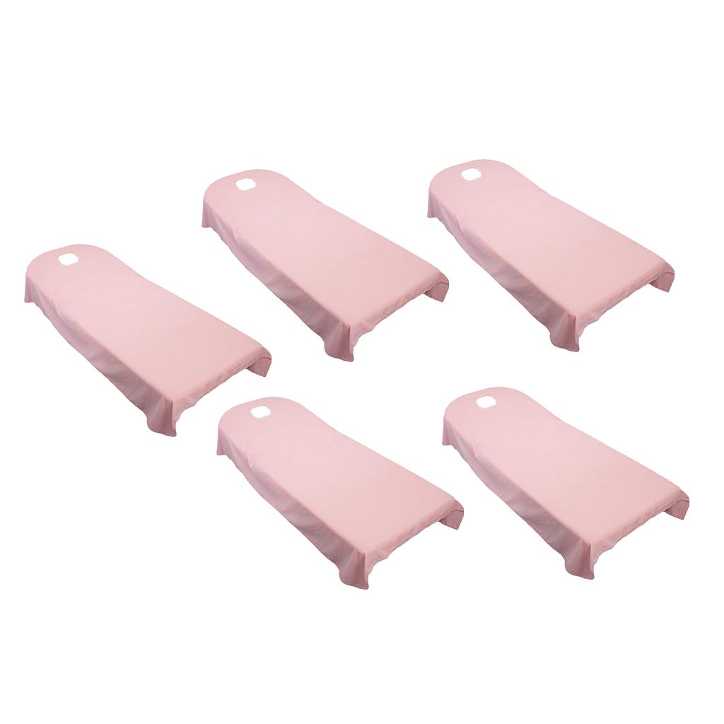 5 Pieces Soft Beauty Massage SPA Bed Cover Sheet With Breath Hole Pink