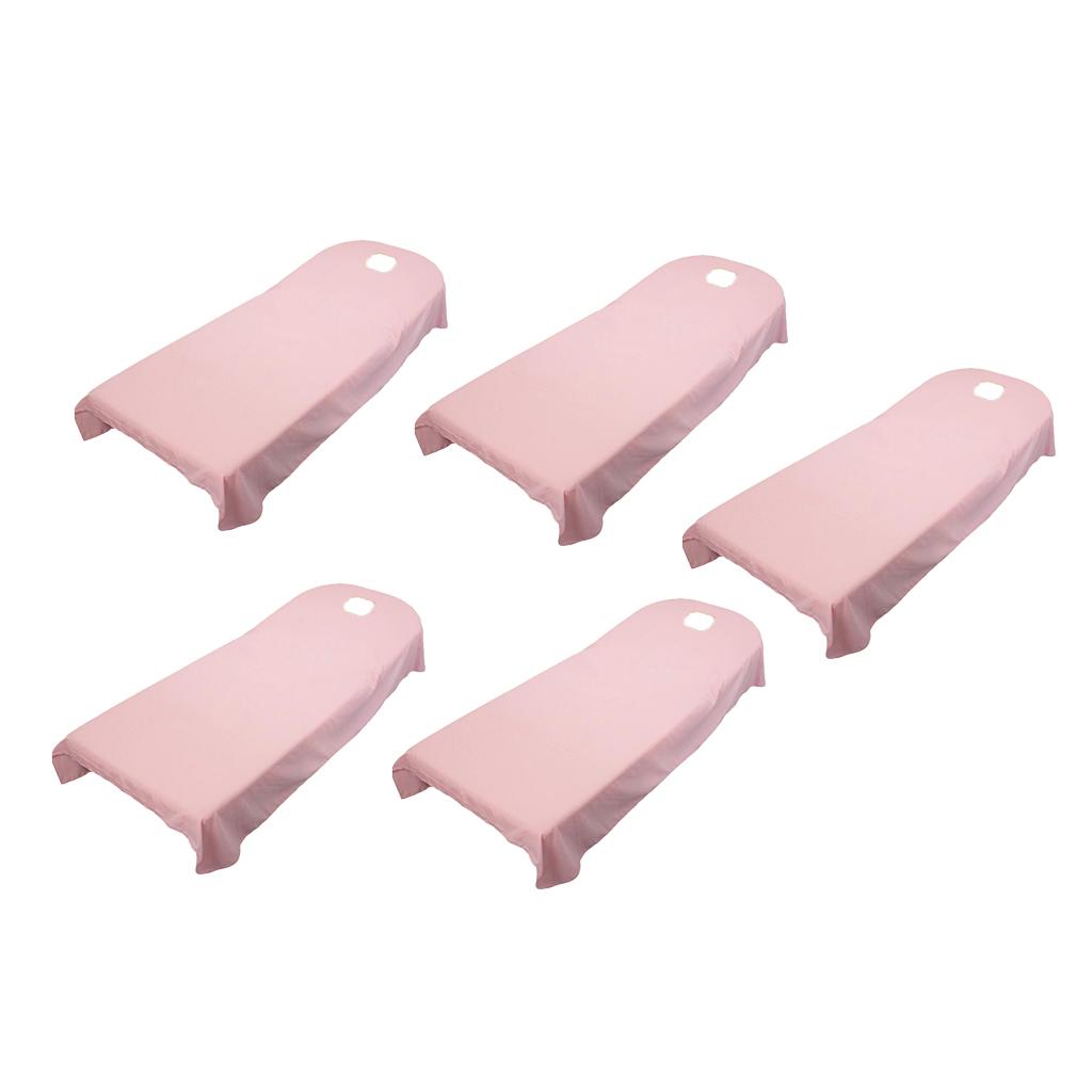 5 Pieces Soft Beauty Massage SPA Bed Cover Sheet With Breath Hole Pink