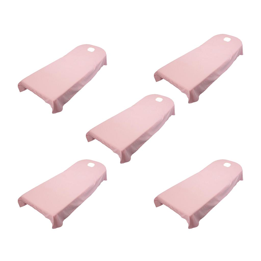 5 Pieces Soft Beauty Massage SPA Bed Cover Sheet With Breath Hole Pink