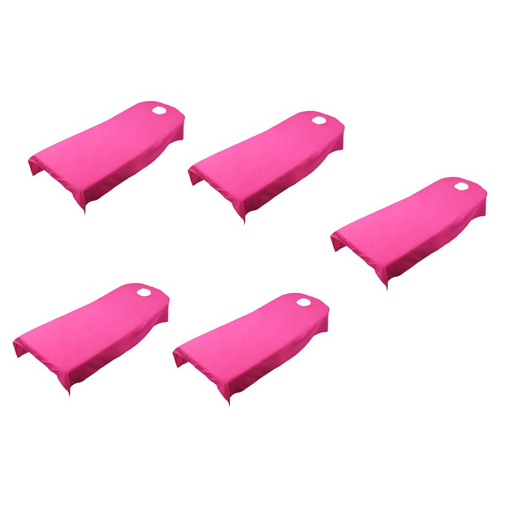 5 Pieces Soft Beauty Massage SPA Bed Cover Sheet With Breath Hole Hot Pink