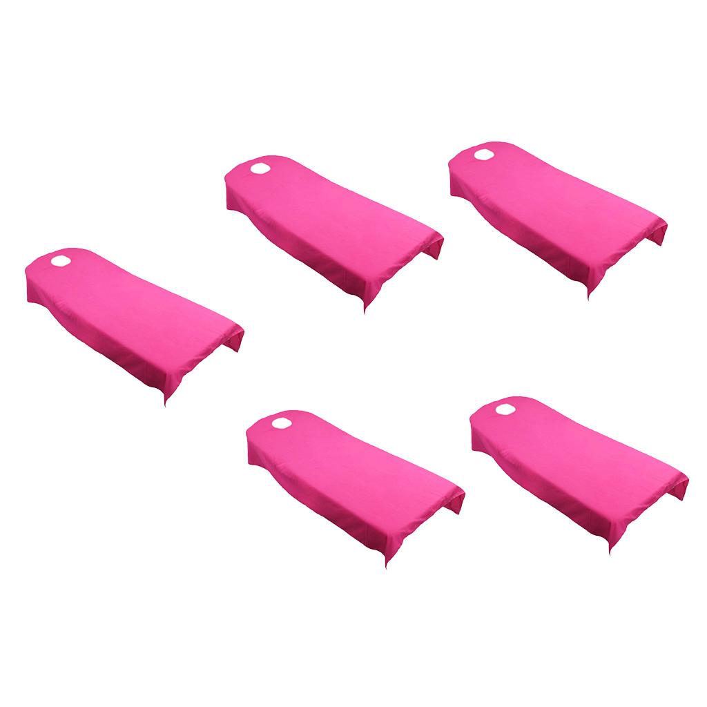 5 Pieces Soft Beauty Massage SPA Bed Cover Sheet With Breath Hole Hot Pink