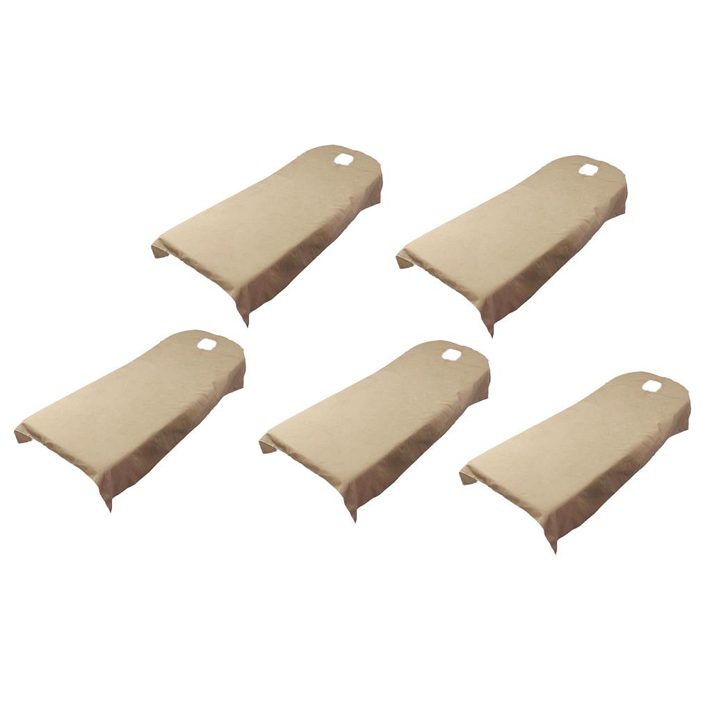 5 Pieces Soft Beauty Massage SPA Bed Cover Sheet With Breath Hole Camel